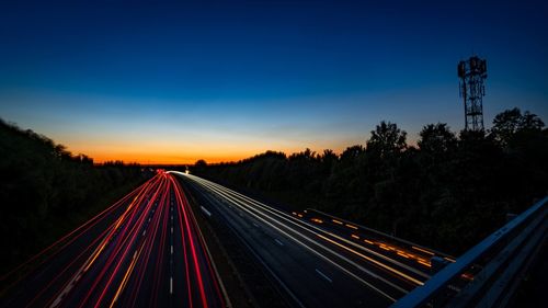 Light trails on highway at night