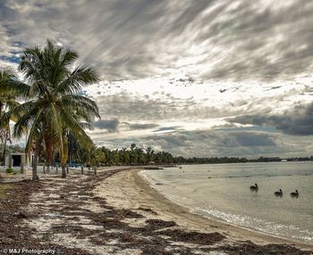 Scenic view of sea against cloudy sky