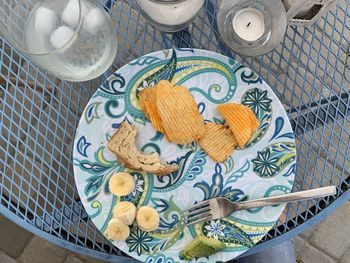 High angle view of cookies on table