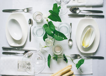 High angle view of food on table