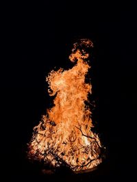 Low angle view of bonfire against black background