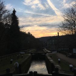 View of city at sunset