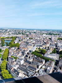 High angle view of townscape against sky