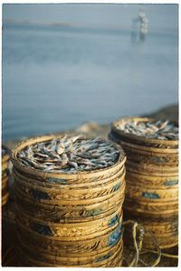 Stack of wicker basket