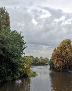 Scenic view of lake against cloudy sky