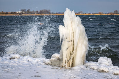 Scenic view of sea during winter