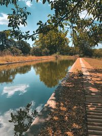 Scenic view of lake against sky