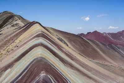 Low angle view of rock formations against sky