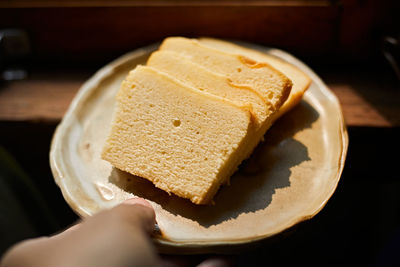 Close-up of dessert in plate on table