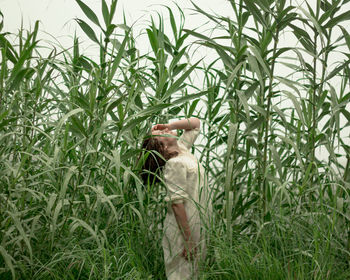 Woman in corn field