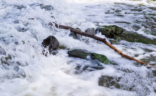 Water flowing through rocks