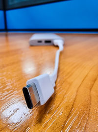 Close-up of laptop on table