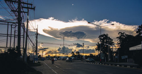 View of city at sunset