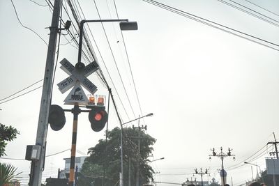 Low angle view of power lines