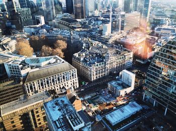 High angle view of buildings in city