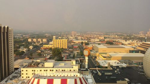 Aerial view of cityscape against sky