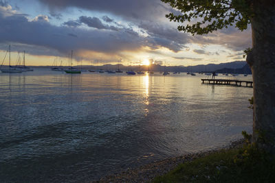 Scenic view of sea against sky during sunset