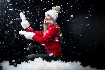 Woman with red umbrella