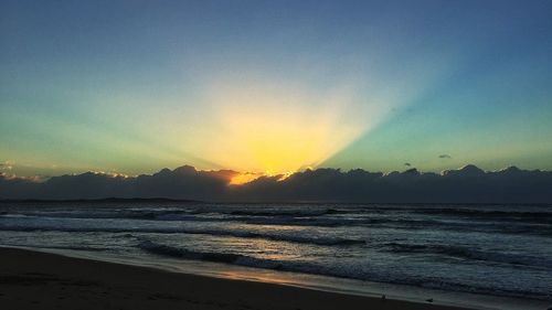 Scenic view of sea at sunset