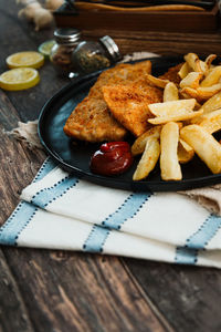 High angle view of food on table