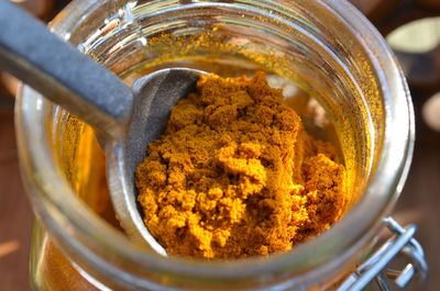 Close-up of ice cream in jar