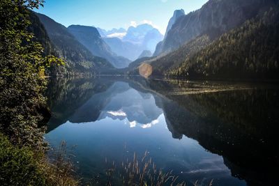 Scenic view of lake with mountains reflection