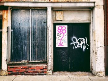 Closed door of old building