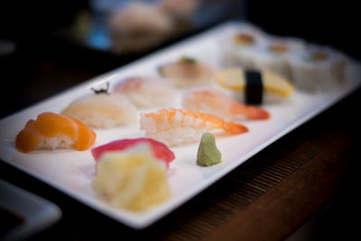 Close-up of served food in plate