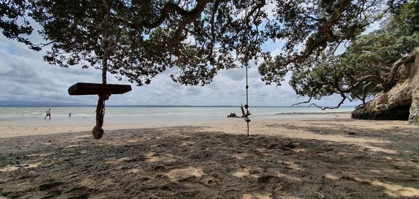 Scenic view of beach against sky