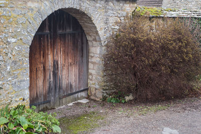 Closed door of old building