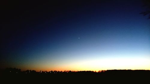 Silhouette trees against sky at night