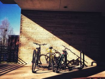 Bicycle on brick wall