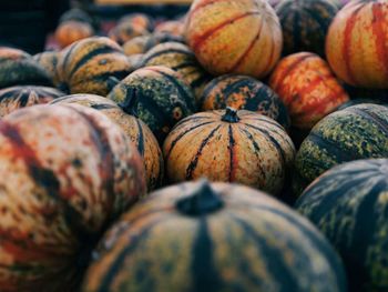 Full frame shot of pumpkins at market stall