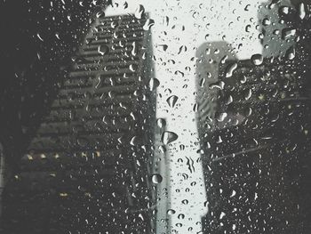 Full frame shot of raindrops on glass window