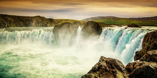 Scenic view of waterfall