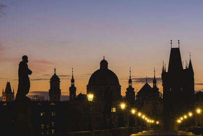 Silhouette of buildings against sky during sunset