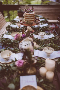 High angle view of place setting on table