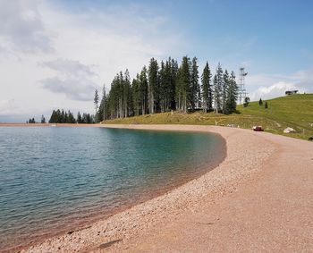 Scenic view of beach against sky