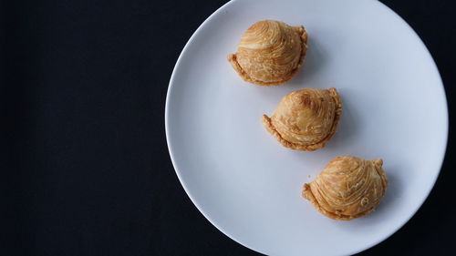 High angle view of breakfast on table