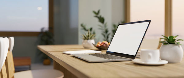 Laptop on table