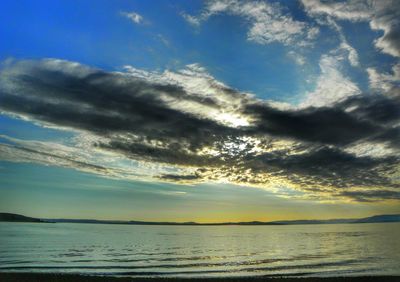 Scenic view of sea at sunset