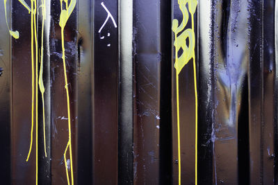 Close-up of text on glass