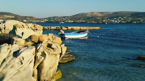 Scenic view of sea against clear sky