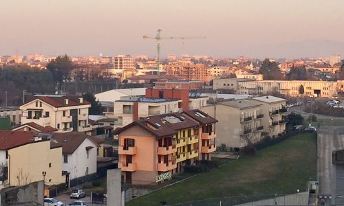 High angle view of townscape against sky