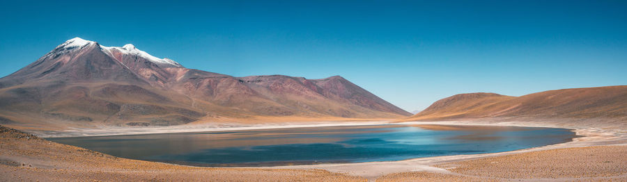 Scenic view of lake against blue sky