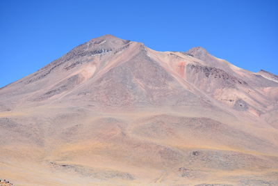 Scenic view of mountains against clear blue sky