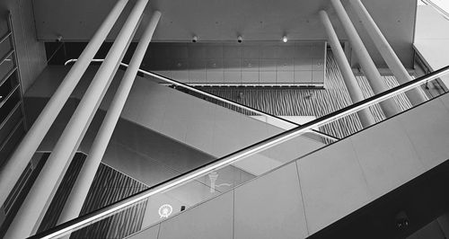 High angle view of escalator in building