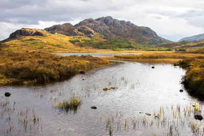 Scenic view of lake against sky