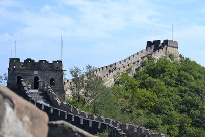 Low angle view of the great wall of china