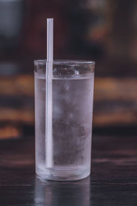 Close-up of drink in glass on table